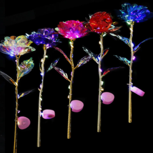 Aranyozott LED-es üveghatású örök rózsa díszdobozban - kiváló ajándék minden alkalomra! (BBV) - Image 8