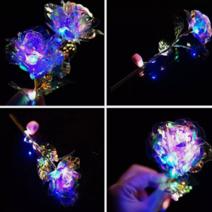 Aranyozott LED-es üveghatású örök rózsa díszdobozban - kiváló ajándék minden alkalomra! (BBV) - Image 4