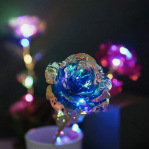 Aranyozott LED-es üveghatású örök rózsa díszdobozban - kiváló ajándék minden alkalomra! (BBV) - Image 6