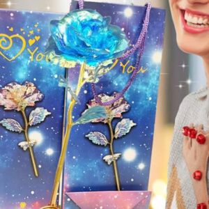 Aranyozott LED-es üveghatású örök rózsa díszdobozban - kiváló ajándék minden alkalomra! (BBV) - Image 11