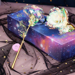 Aranyozott LED-es üveghatású örök rózsa díszdobozban - kiváló ajándék minden alkalomra! (BBV) - Image 5