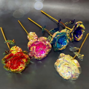 Aranyozott LED-es üveghatású örök rózsa díszdobozban - kiváló ajándék minden alkalomra! (BBV) - Image 9