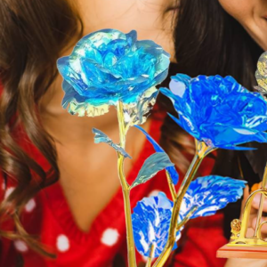 Aranyozott LED-es üveghatású örök rózsa díszdobozban - kiváló ajándék minden alkalomra! (BBV) - Image 3