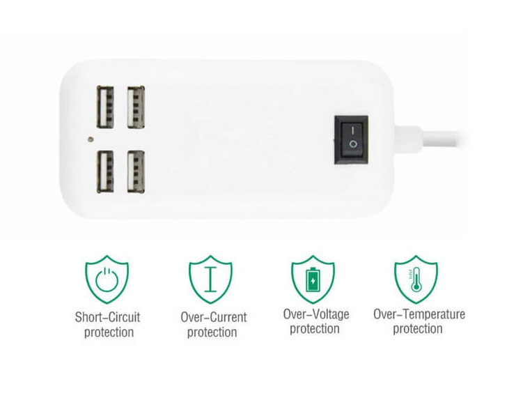 Asztali USB 4 portos iPhone telefontöltő HUB 15W 2A 4