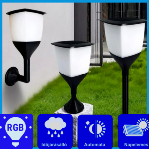 Napelemes RGB LED kerti lámpa 3 az 1-ben - Leszúrható vagy felszerelhető, beépített alkonykapcsolóval (BBV) - Image 9