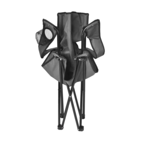 Összecsukható és könnyen hordozható kempingszék italtartós karfával és 100 kg teherbírással - szürke horgászszék (BBL) - Image 11