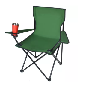 Összecsukható és könnyen hordozható kempingszék italtartós karfával és 100 kg teherbírással - zöld horgászszék (BBL) - Image 3