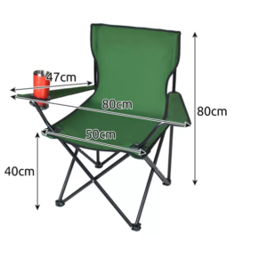 Összecsukható és könnyen hordozható kempingszék italtartós karfával és 100 kg teherbírással - zöld horgászszék (BBL) - Image 13