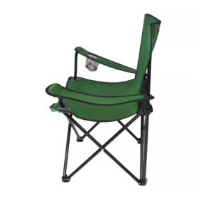Összecsukható és könnyen hordozható kempingszék italtartós karfával és 100 kg teherbírással - zöld horgászszék (BBL) - Image 4