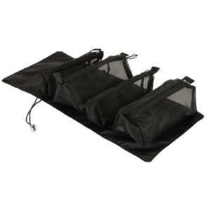 Összehajtható utazó kozmetikai táska 4 rekesszel – 3 kivehető résszel, feltekerhető, fekete (BBI-4107-1 ) - Image 9