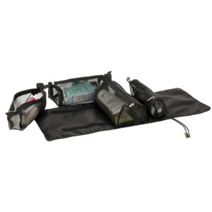 Összehajtható utazó kozmetikai táska 4 rekesszel – 3 kivehető résszel, feltekerhető, fekete (BBI-4107-1 ) - Image 13