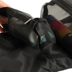 Összehajtható utazó kozmetikai táska 4 rekesszel – 3 kivehető résszel, feltekerhető, fekete (BBI-4107-1 ) - Image 14