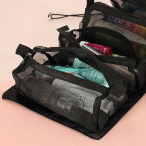 Összehajtható utazó kozmetikai táska 4 rekesszel – 3 kivehető résszel, feltekerhető, fekete (BBI-4107-1 ) - Image 16