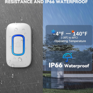 Vezeték nélküli vízálló ajtócsengő RGB fénnyel, 60 csengőhanggal (BBD) - Image 3