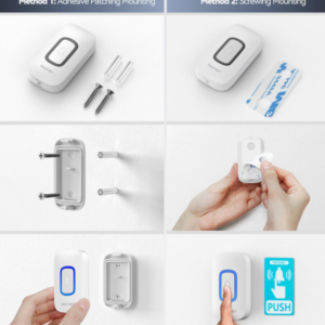 Vezeték nélküli vízálló ajtócsengő RGB fénnyel, 60 csengőhanggal (BBD) - Image 10