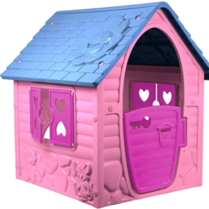 Első házam játszóház gyerekeknek – ajtóval és ablakokkal – rózsaszín (BBJ) - Image 4