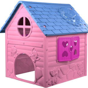 Első házam játszóház gyerekeknek – ajtóval és ablakokkal – rózsaszín (BBJ) - Image 5