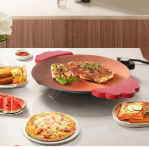 Hordozható elektromos asztali grill - tapadásmentes sütőfelülettel és hőálló fogantyúkkal - 800W (BBM) - Image 4