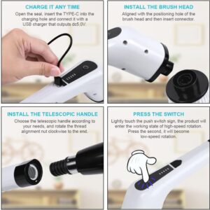 3in1 elektromos tisztító kefe, cserélhető fejekkel, kihúzható nyéllel - 25W (BBM) - Image 3