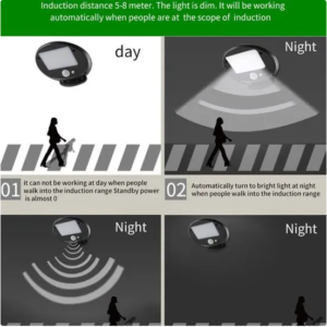 Solar kültéri fényérzékeny mozgásérzékelős, időjárásálló kerti fali lámpa (BBR) - Image 8