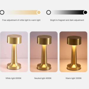 Újratölthető LED-es retro asztali lámpa érintésérzékelővel - bárlámpa hangulatfény 3 féle fehér világítással (BBJH) - Image 6