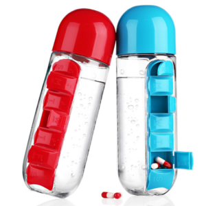 2 az 1-ben 7 rekeszes vitamin és gyógyszeradagoló vizespalack 600ml (BBM) - Image 4