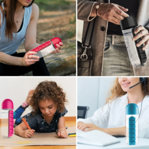 2 az 1-ben 7 rekeszes vitamin és gyógyszeradagoló vizespalack 600ml (BBM) - Image 7