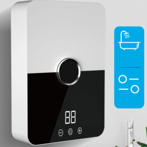 Modern megjelenésű digitális hőmérséklet-szabályozós átfolyós vízmelegítő csaptelep zuhanyfejjel (BBV) - Image 3