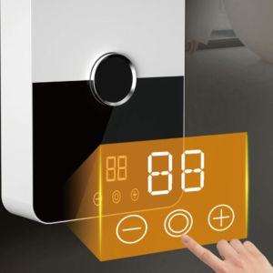 Modern megjelenésű digitális hőmérséklet-szabályozós átfolyós vízmelegítő csaptelep zuhanyfejjel (BBV) - Image 4