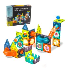 42 darabból álló varázslatos mágneses építő készlet - kreatív, fejlesztő játék golyópályával és világító labdákkal (BBJ) - Image 8