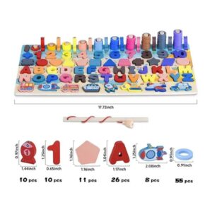 Fából készült montessori logaritmikus oktató tábla - koordináció és a motoros készség fejlesztő játék (BBJ) - Image 11