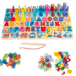 Fából készült montessori logaritmikus oktató tábla - koordináció és a motoros készség fejlesztő játék (BBJ) - Image 12