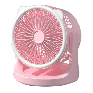 Hordozható mini újratölthető asztali ventilátor praktikus LED lámpával - 180°-ban forgatható, 3 sebességes (BBJH) - Image 10