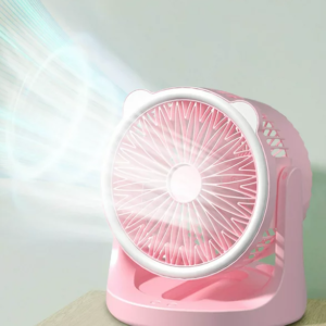 Hordozható mini újratölthető asztali ventilátor praktikus LED lámpával - 180°-ban forgatható, 3 sebességes (BBJH) - Image 12