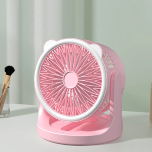 Hordozható mini újratölthető asztali ventilátor praktikus LED lámpával - 180°-ban forgatható, 3 sebességes (BBJH) - Image 11