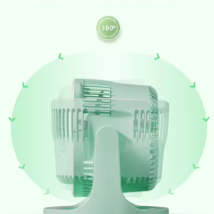 Hordozható mini újratölthető asztali ventilátor praktikus LED lámpával - 180°-ban forgatható, 3 sebességes (BBJH) - Image 6