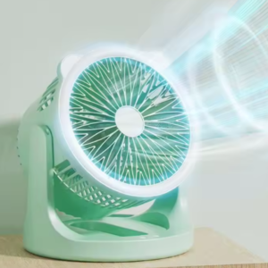 Hordozható mini újratölthető asztali ventilátor praktikus LED lámpával - 180°-ban forgatható, 3 sebességes (BBJH) - Image 5