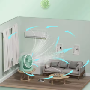 Hordozható mini újratölthető asztali ventilátor praktikus LED lámpával - 180°-ban forgatható, 3 sebességes (BBJH) - Image 13