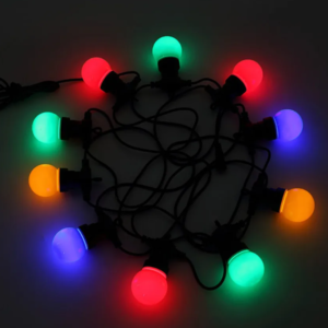 Kültéri sorolható 50 LED-es RGB színes 10 db-os gömb izzó lámpafüzér - 5 méter (BBV) - Image 6