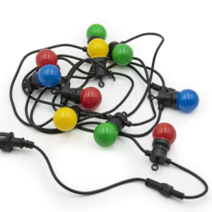 Kültéri sorolható 50 LED-es RGB színes 10 db-os gömb izzó lámpafüzér - 5 méter (BBV) - Image 7