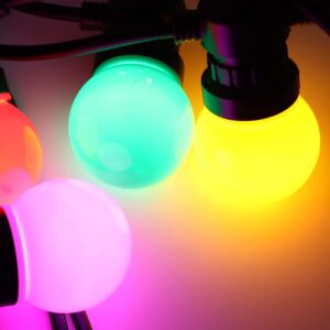 Kültéri sorolható 50 LED-es RGB színes 10 db-os gömb izzó lámpafüzér - 5 méter (BBV) - Image 10