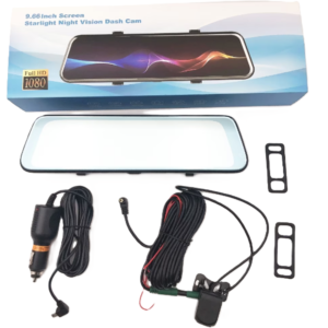 Menetrögzítő, 9.66 Inch kijelzős autó visszapillantó tükör tolató kamerával és éjjellátó funkcióval 1080p (BBV) - Image 6