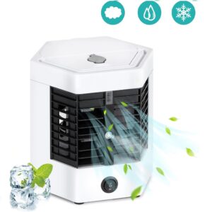 Mini hordozható USB asztali léghűtő, légkondicionáló ventilátor jégdobozzal - 2 sebességgel és fogantyúval  (BBV) - Image 6