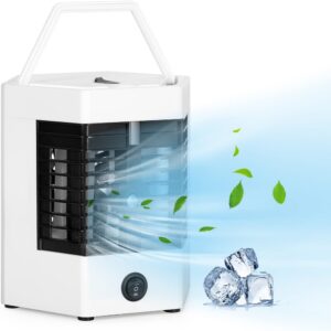 Mini hordozható USB asztali léghűtő, légkondicionáló ventilátor jégdobozzal - 2 sebességgel és fogantyúval  (BBV) - Image 9