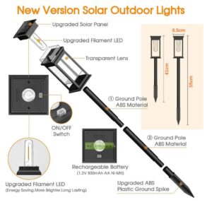 Solar 6 darabos téglalap alakú napelemes útvilágítás kültéri dekoráció - vízálló IP65 LED-es kerti lámpa (BBV) - Image 7