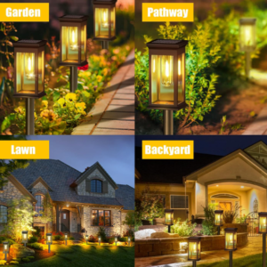 Solar 6 darabos téglalap alakú napelemes útvilágítás kültéri dekoráció - vízálló IP65 LED-es kerti lámpa (BBV) - Image 6