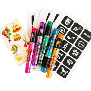 Magic glitter tatto kitt - 5 db csillám glitter tollal, 90 db sablonnal, matricával (BBJ) - Image 10