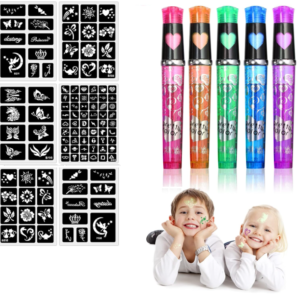 Magic glitter tatto kitt - 5 db csillám glitter tollal, 90 db sablonnal, matricával (BBJ) - Image 4