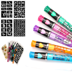 Magic glitter tatto kitt - 5 db csillám glitter tollal, 90 db sablonnal, matricával (BBJ) - Image 6