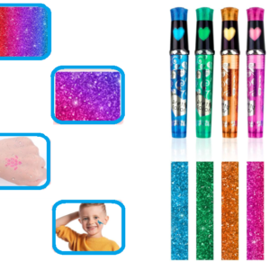 Magic glitter tatto kitt - 5 db csillám glitter tollal, 90 db sablonnal, matricával (BBJ) - Image 7